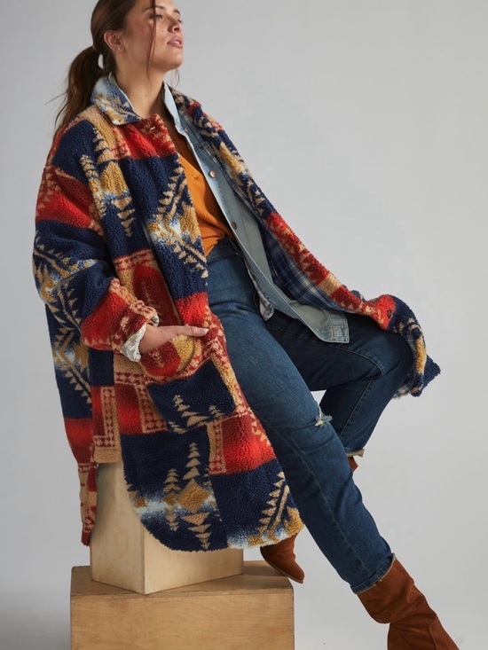 Pilcro Jackets & Blazers - Anthropologie Pilcro Shetpa Duster Jacket Size Medium Red paterrn $169.95